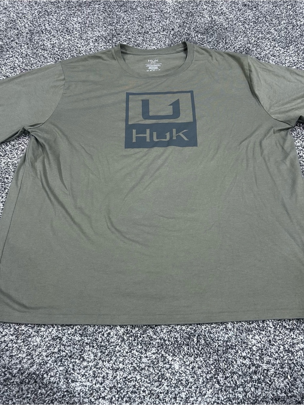 HUK Mens Performance Fishing Logo Tee, Short Sleeve Size XXL Green Outdoor